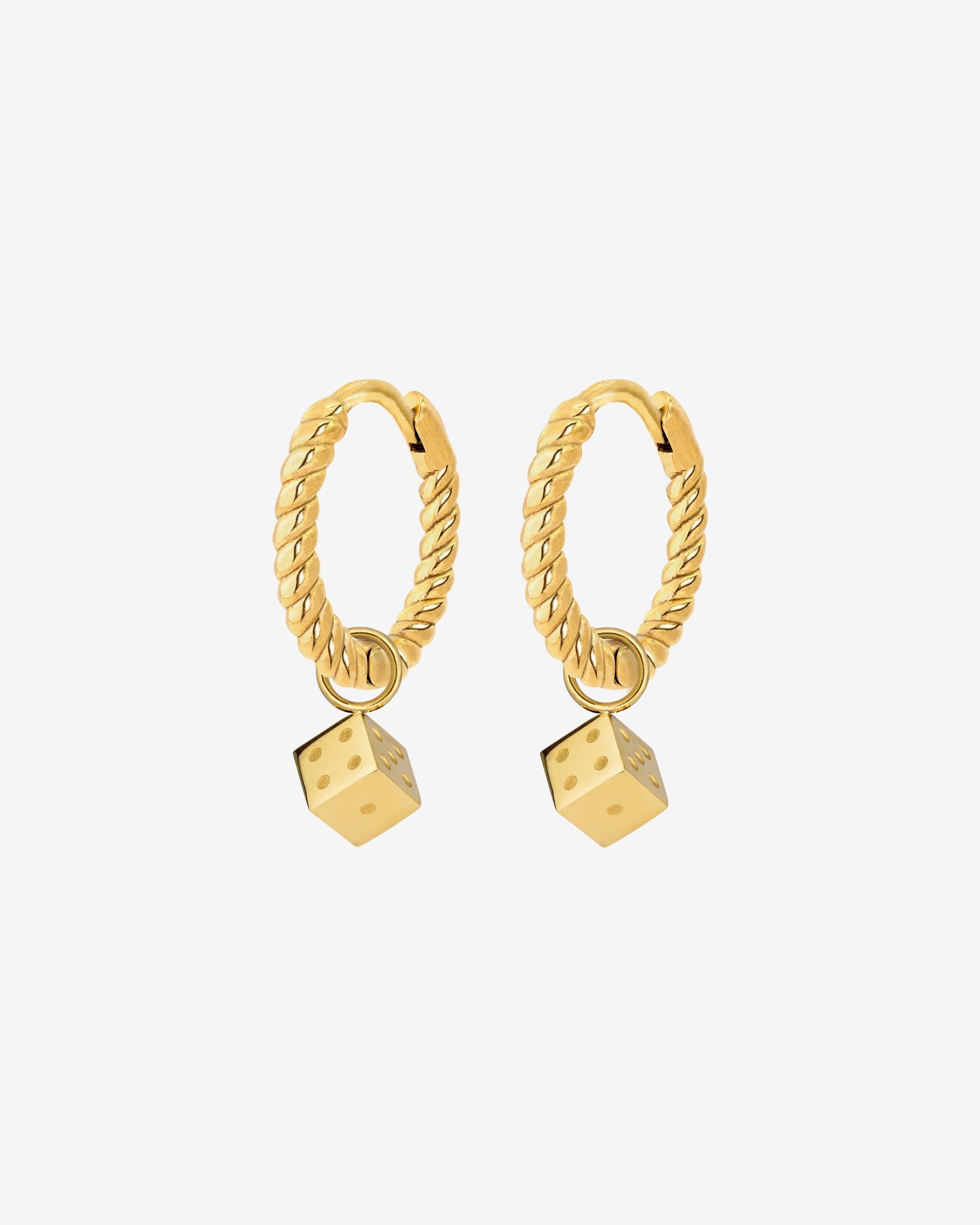 Lucky Dice Twisted Hoop Set Baby Oro