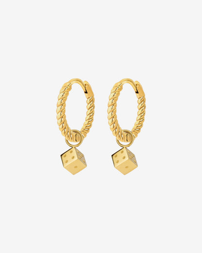 Lucky Dice Twisted Hoop Set Baby Oro