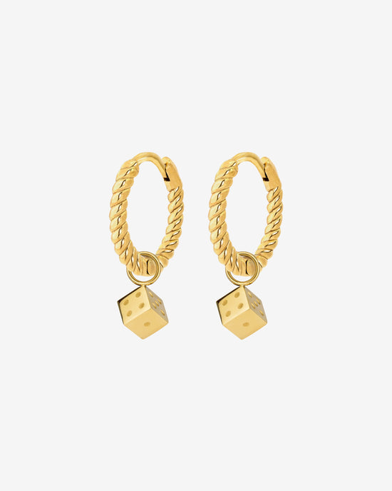 Lucky Dice Twisted Hoop Set Baby Oro