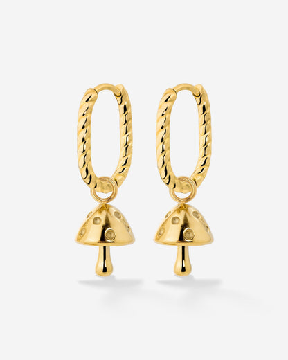 Cute Mushroom Twisted Oval Hoop Set Baby Oro