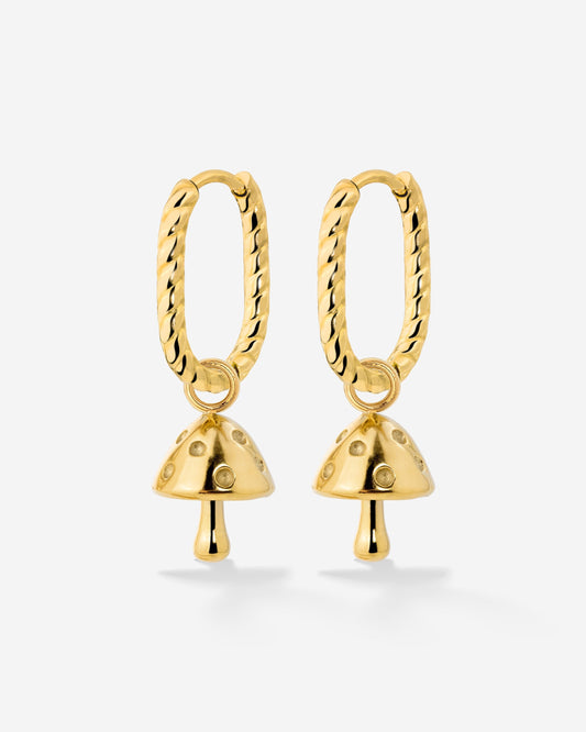 Cute Mushroom Twisted Oval Hoop Set Baby Oro