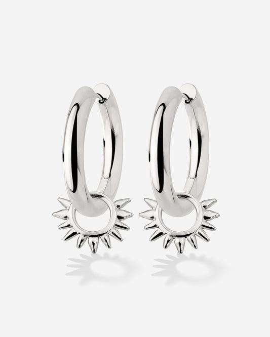 Chunky Sun Lover Hoop Set Medium Argento