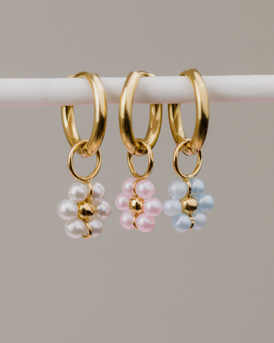 Forever Blue Daisy Hoop Set Small Oro Rosa