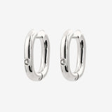 Sparkle Oval Hoops Medium Argento