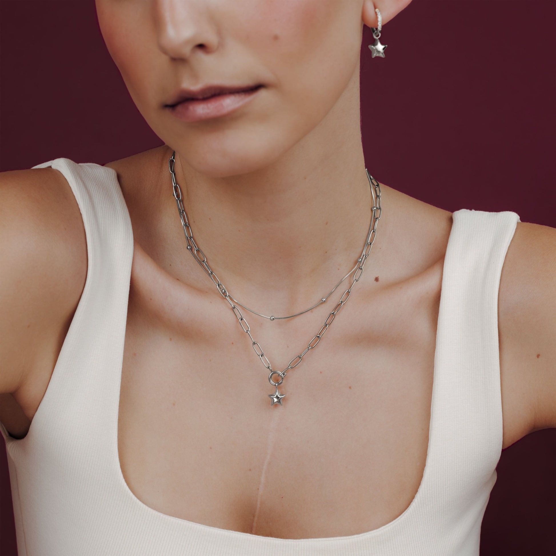 Nova Oval Links Collana Set Argento