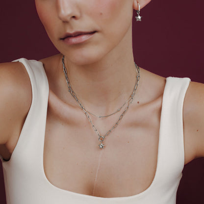Nova Oval Links Collana Set Argento