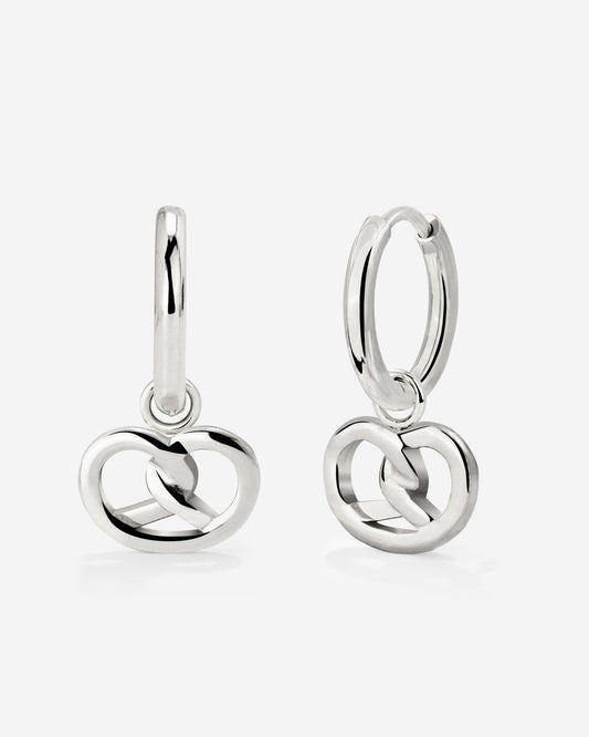Pretzel Babe Hoop Set Small Argento