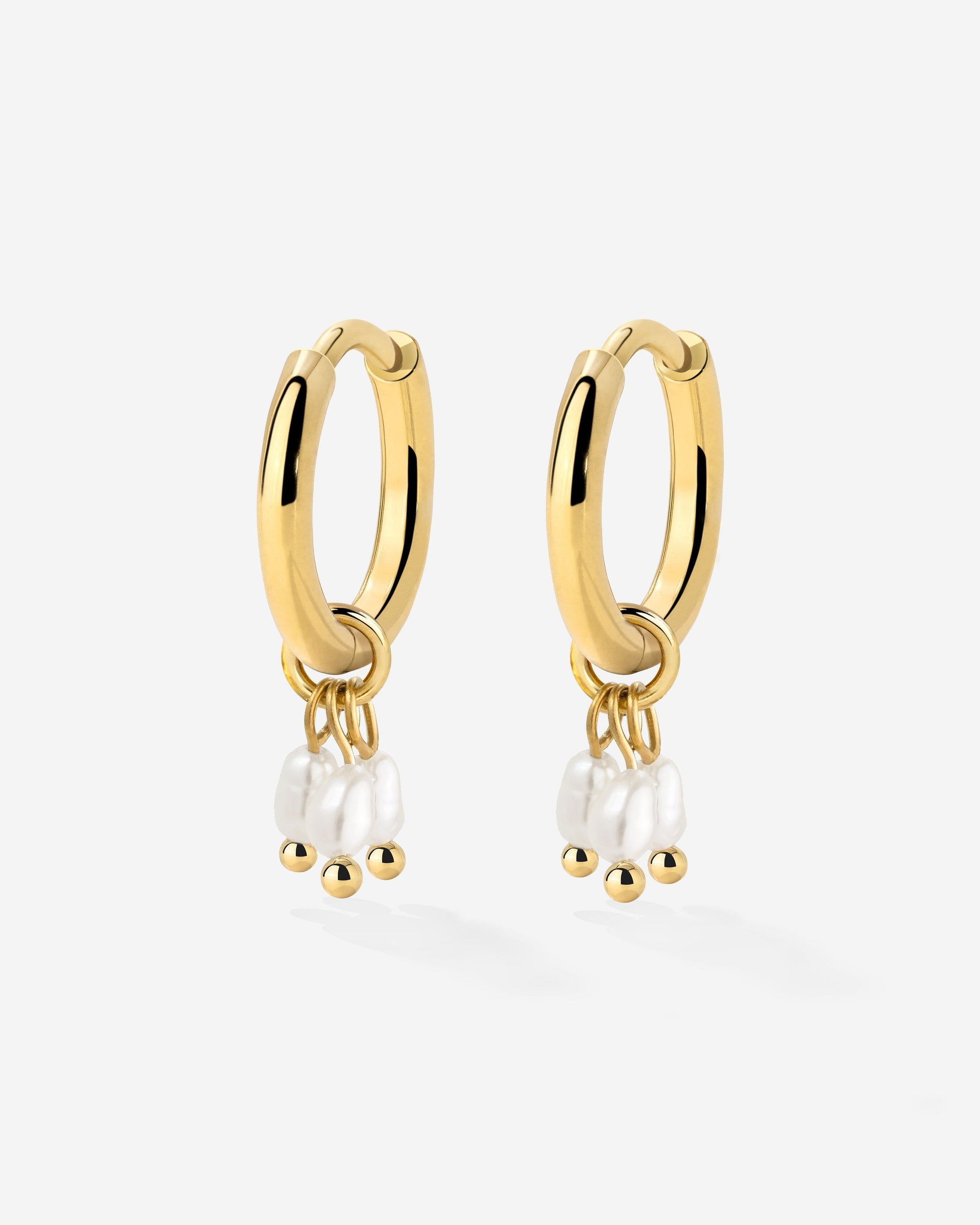 Tres Perlas Hoop Set Oro