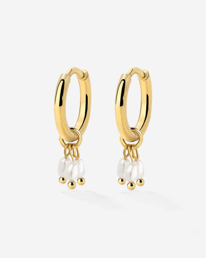 Tres Perlas Hoop Set Oro