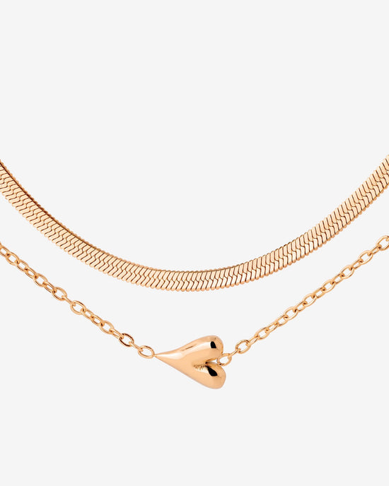 Flowy Heart Collana Bundle Oro Rosa