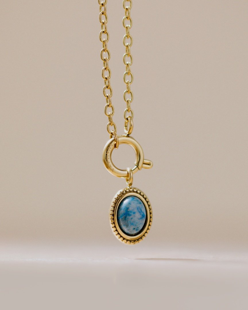 Ocean Agate Classic Chain Collana Set Argento