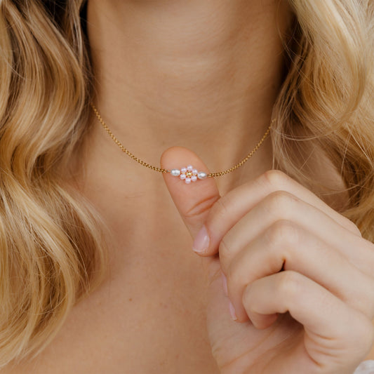 Pretty Pink Daisy Collana Oro