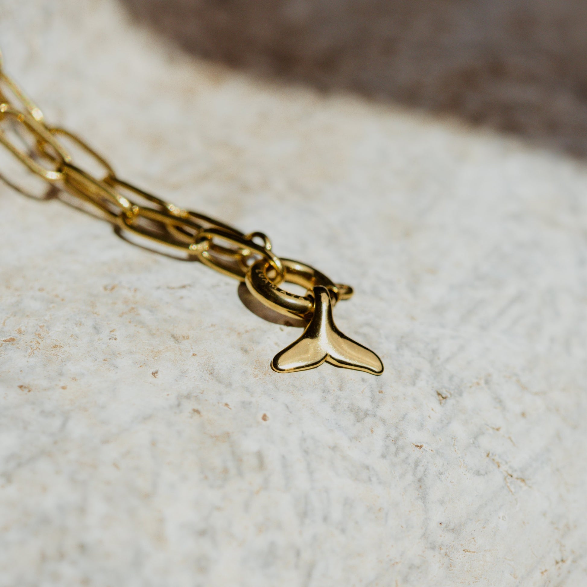 Whale Tail Oval Links Collana Set Oro