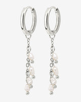 Pearl Chain Hoop Set Small Argento