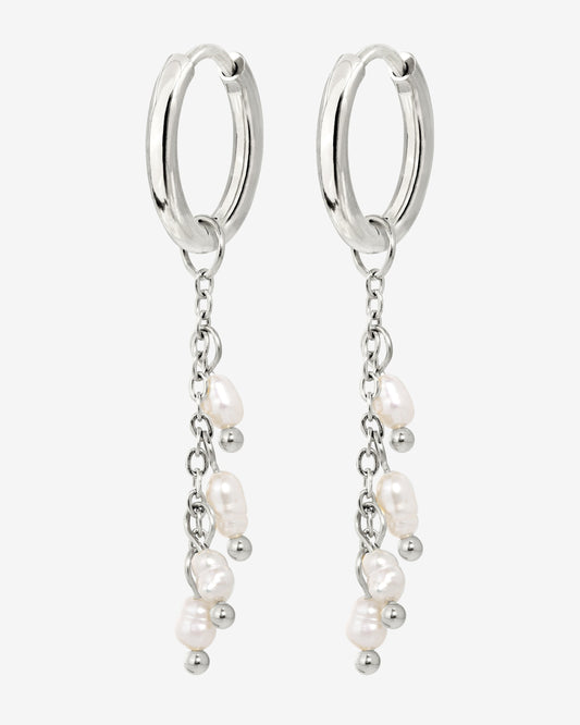Pearl Chain Hoop Set Small Argento