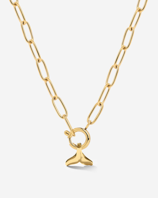 Whale Tail Oval Links Collana Set Oro