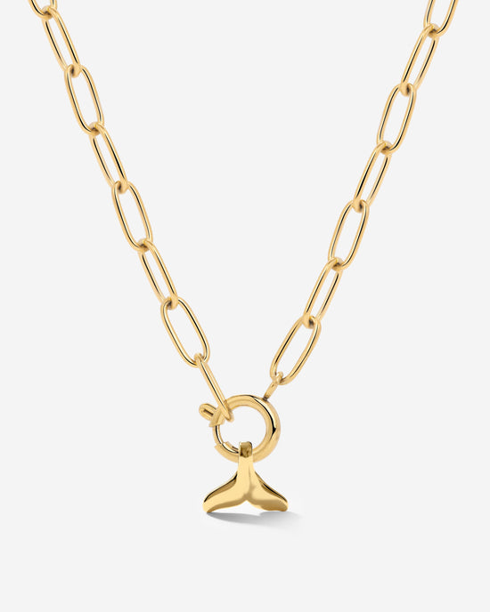 Whale Tail Oval Links Collana Set Oro
