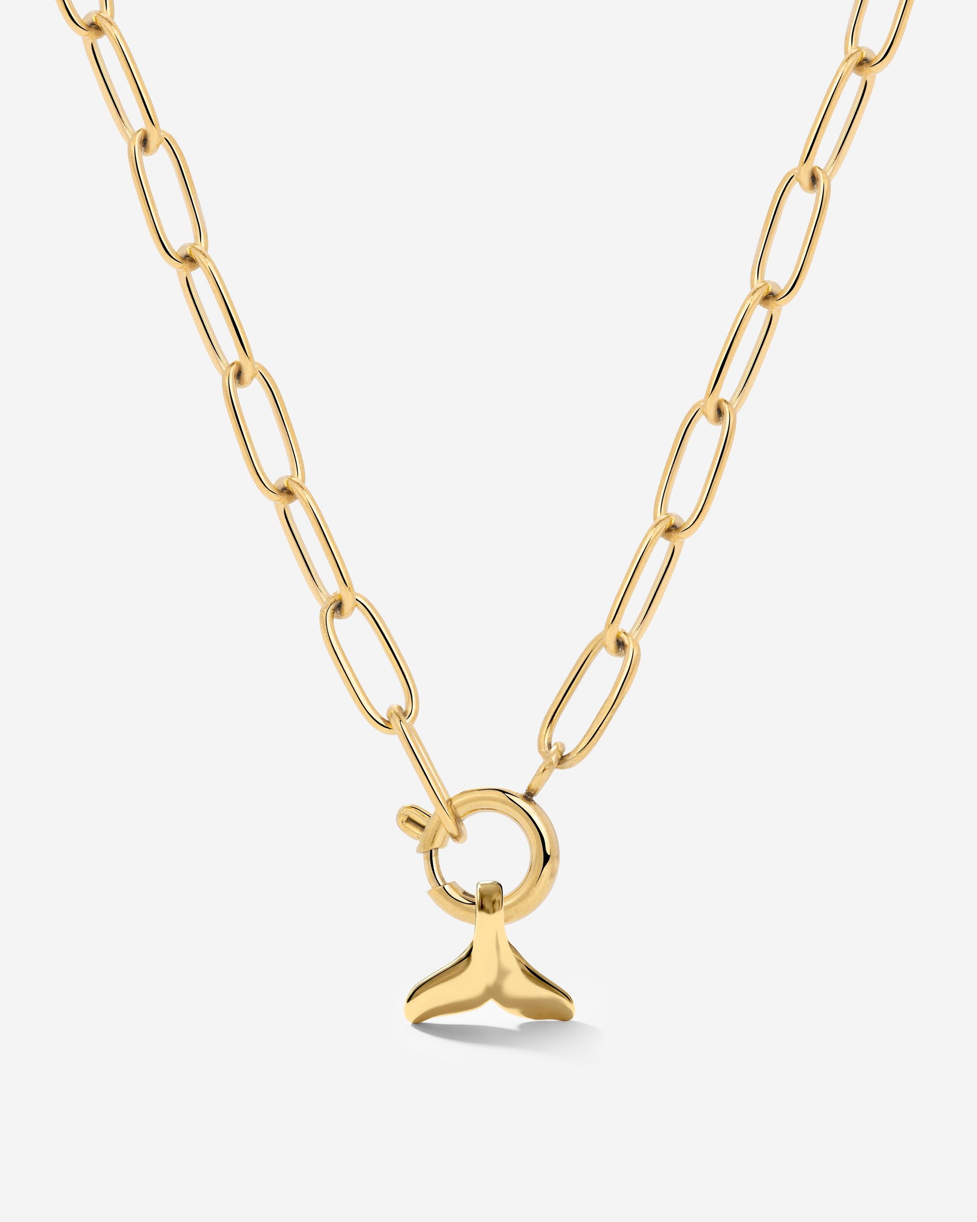 Whale Tail Oval Links Collana Set Oro