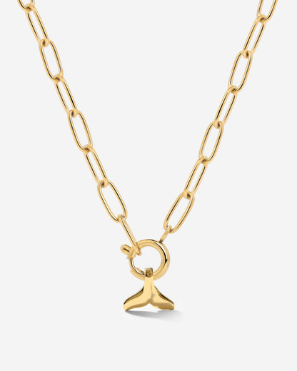 Whale Tail Oval Links Collana Set Oro