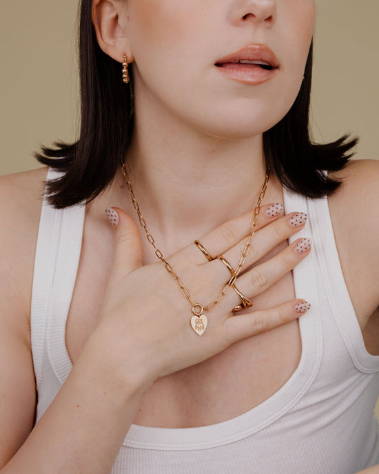 Girl Power Oval Links Collana Set Oro Rosa