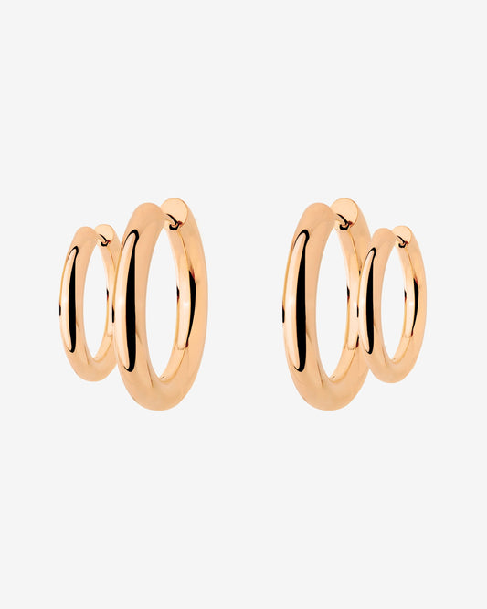 Chunky Lover Hoop Set Small Oro Rosa