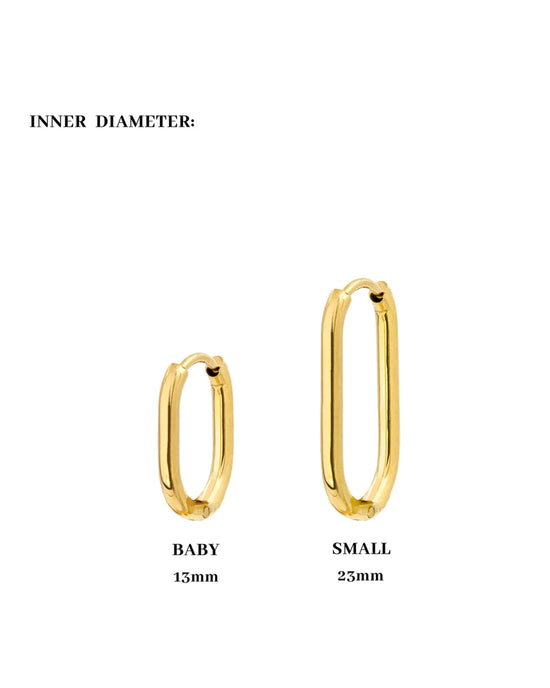Oval Clean Hoop Set Oro