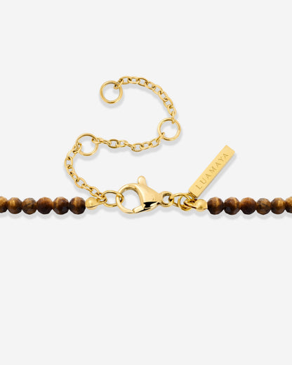 Tiger's Eye Bead Collana Oro