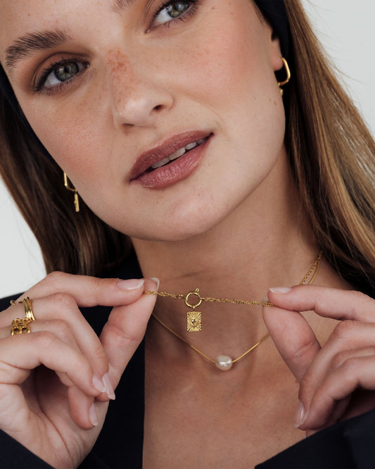 Glowing Heart Singapore Chain Collana Set Oro