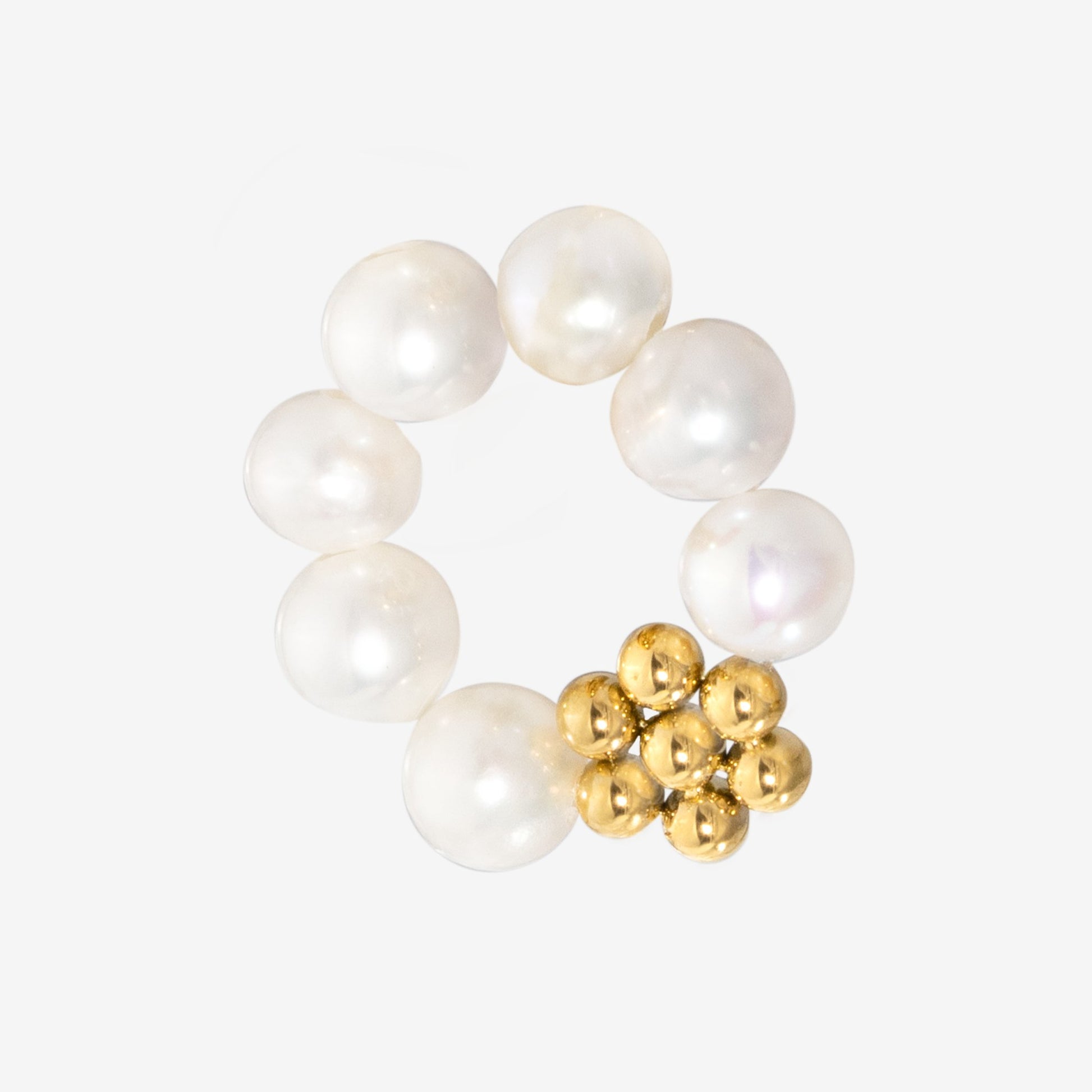 Chunky Flora Pearl Hoop Set Medium Oro