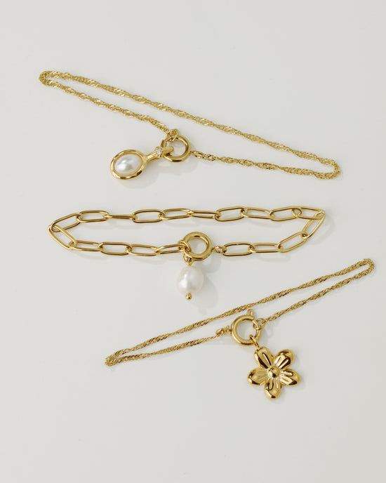 Singapore Chain Charm Bracciale Oro Rosa