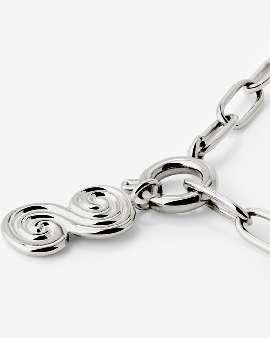 Serpent's Whisper Oval Links Collana Set Argento