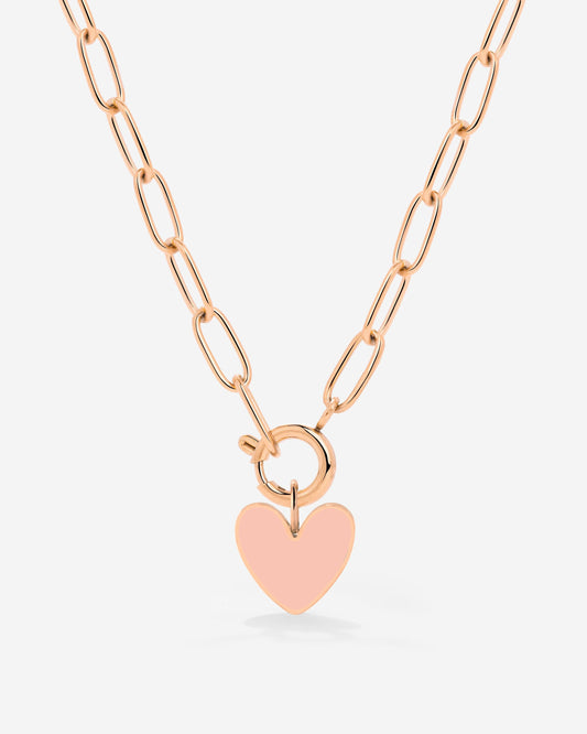 Pink Heart Oval Links Collana Set Oro Rosa