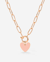 Pink Heart Oval Links Collana Set Oro Rosa