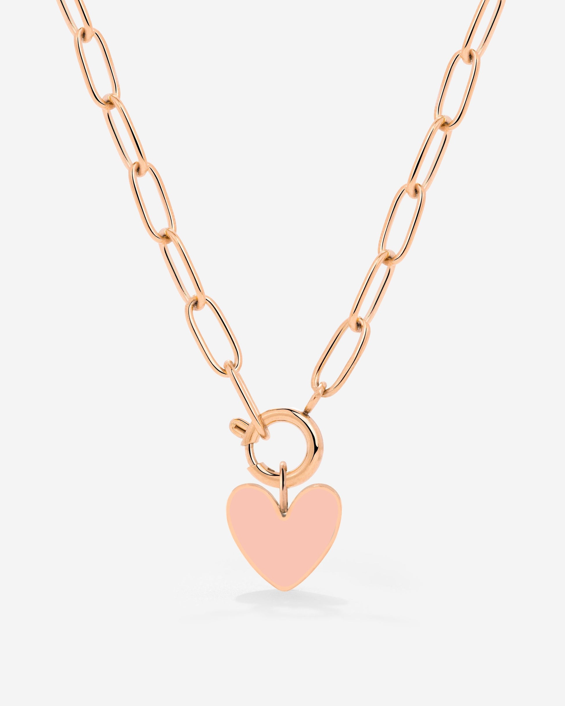 Pink Heart Oval Links Collana Set Oro Rosa