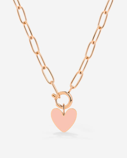 Pink Heart Oval Links Collana Set Oro Rosa