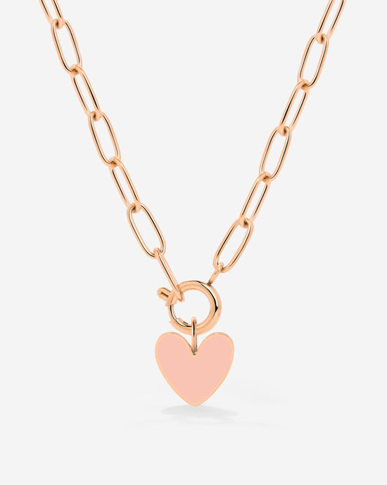 Pink Heart Oval Links Collana Set Oro Rosa