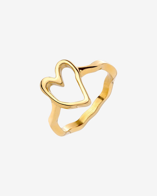 Flowy Heart Anello Oro