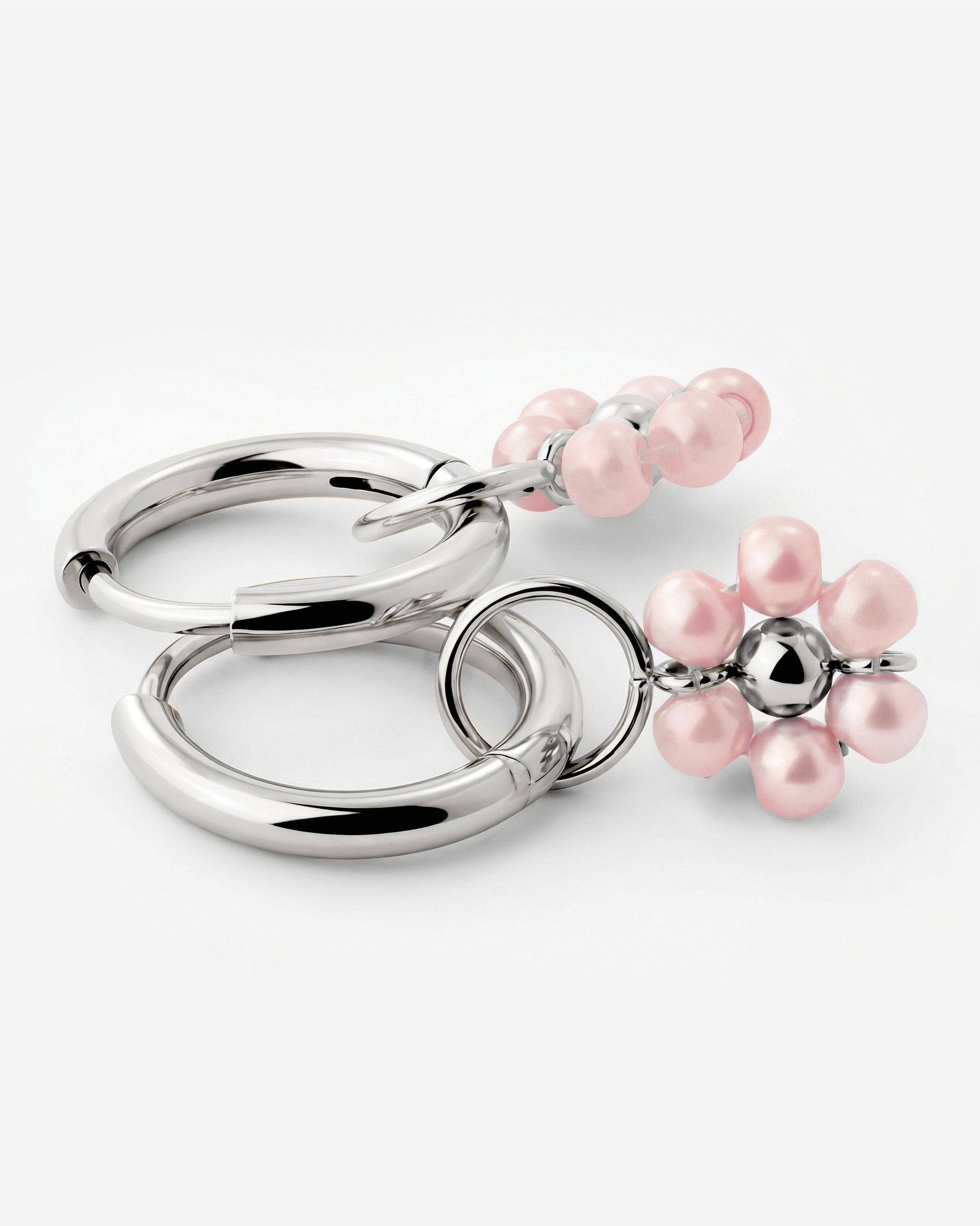 Pretty Pink Daisy Hoop Set Small Argento