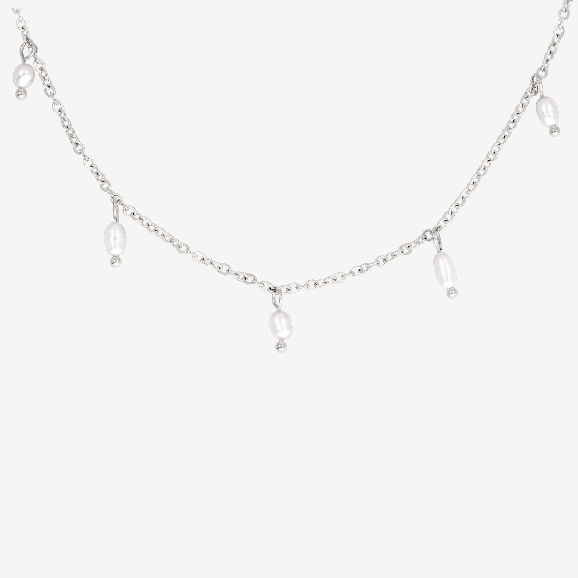 Perla Blanco Choker Argento