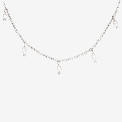 Perla Blanco Choker Argento