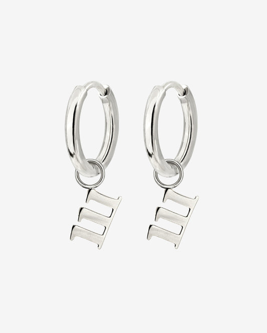 Angel Number 111 Hoop Set Small Argento