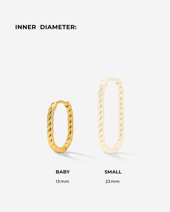 Oval Twisted Hoops Baby Argento