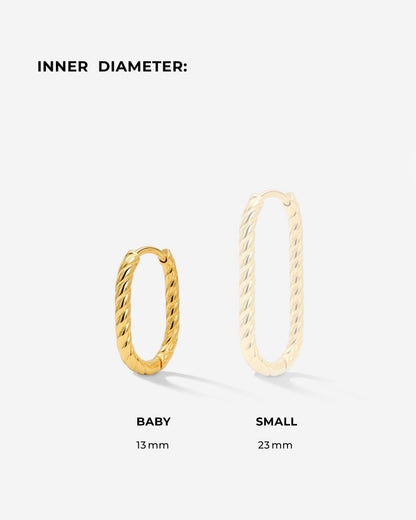Oval Twisted Hoops Baby Oro Rosa