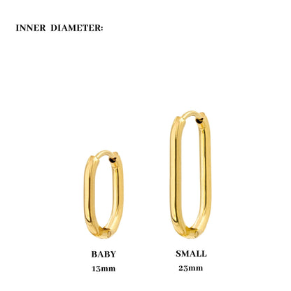 Oval Clean Hoop Set Oro