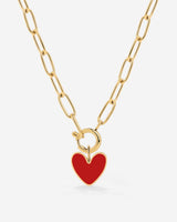 Red Heart Oval Links Collana Set Oro