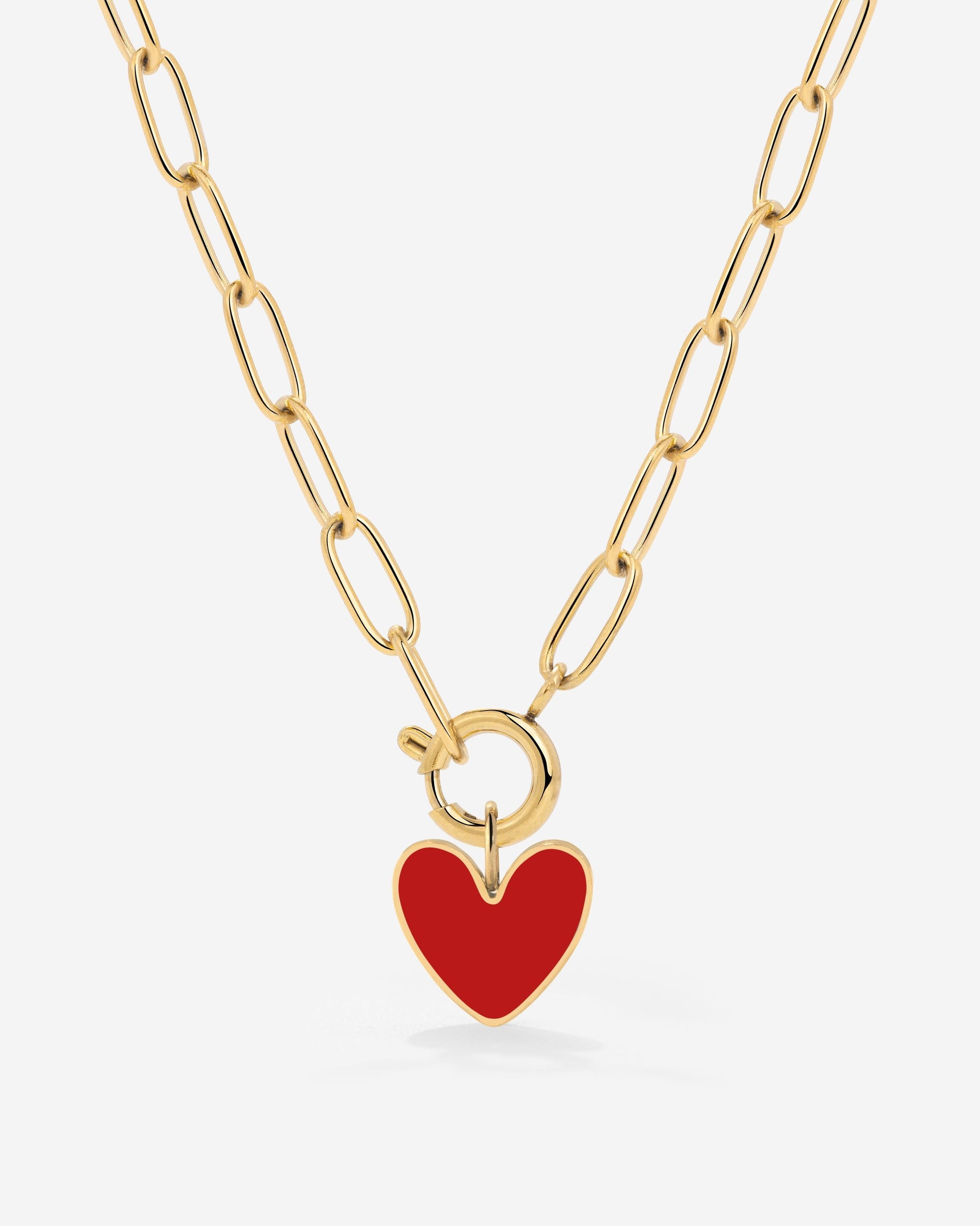 Red Heart Oval Links Collana Set Oro