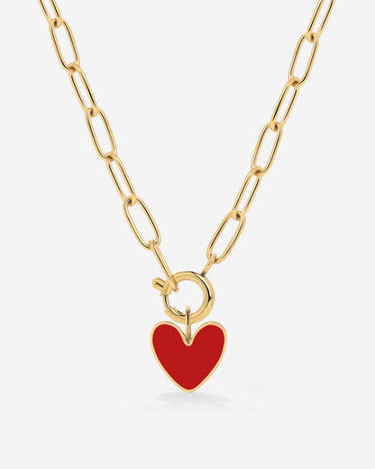 Red Heart Oval Links Collana Set Oro