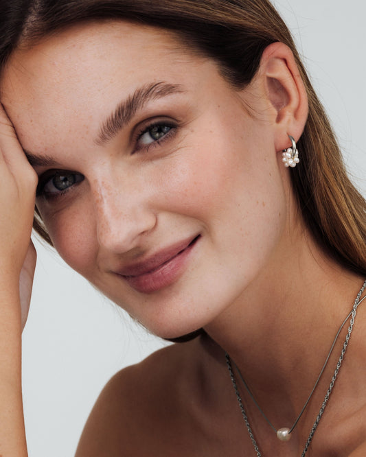 Pearl Cluster Orecchini Argento