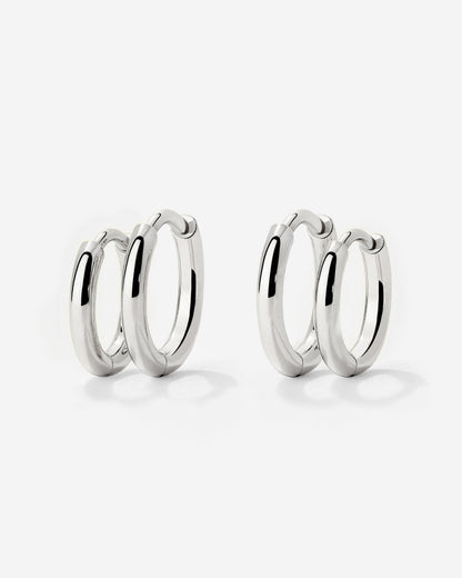 Clean Hoop Set Small Argento