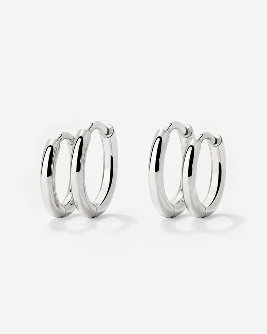 Clean Hoop Set Small Argento